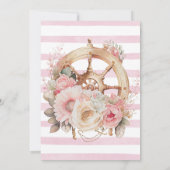 ピンクと金ゴールドオベビー 航海の 招待状 (裏面)