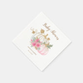 ピンクと金ゴールドカボチャのフローラベビーシャワー スタンダードカクテルナプキン (角)