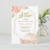 ピンクと金ゴールドカボチャのベビーシャワー水彩 招待状 (スタンド正面)