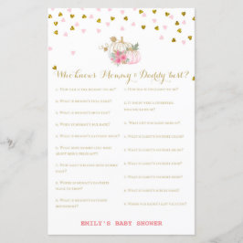 ピンクと金ゴールドカボチャの赤ちゃんシャワーゲーム