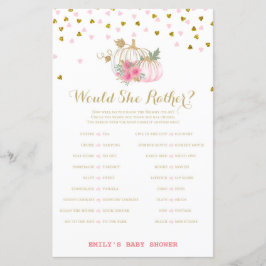 ピンクと金ゴールドカボチャの赤ちゃんシャワーゲーム