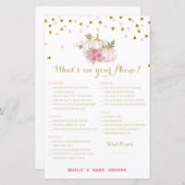 ピンクと金ゴールドカボチャの赤ちゃんシャワーゲーム (正面/裏面)