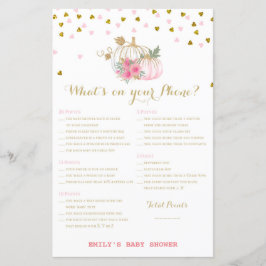 ピンクと金ゴールドカボチャの赤ちゃんシャワーゲーム