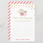 ピンクと金ゴールドカボチャの赤ちゃんシャワーゲーム (正面/裏面)