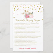 ピンクと金ゴールドカボチャの赤ちゃんシャワーゲーム (正面/裏面)