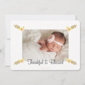 ピンクと金ゴールドカボチャベビー誕生のお知らせ 案内状 (裏面)