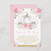 ピンクと金ゴールドカボチャ秋のバラ本ベビー エンクロージャーカード (正面/裏面)