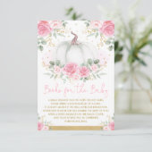 ピンクと金ゴールドカボチャ秋のバラ本ベビー エンクロージャーカード (スタンド正面)