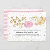 ピンクと金ゴールドカボチャ赤ちゃんシャワーブックベビー インビテーションポストカード (正面/裏面)