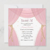 ピンクと金ゴールドカーテンスイート16 招待状 (正面)
