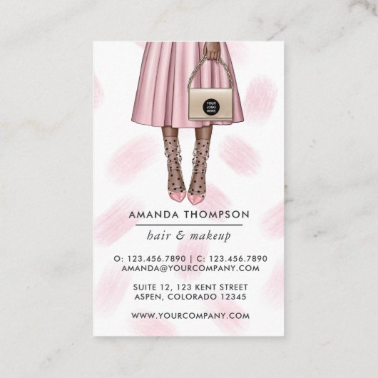 ピンクと金ゴールドガーリーの名刺 名刺 (裏面)