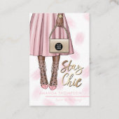 ピンクと金ゴールドガーリーの名刺 名刺 (正面)