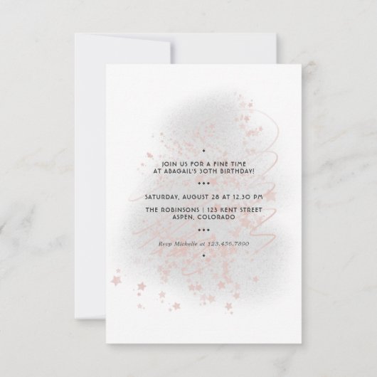 ピンクと金ゴールドガーリーの誕生日パーティー 招待状 (裏面)