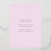 ピンクと金ゴールドガールズファースト誕生日紙吹雪 箔招待状 (裏面)