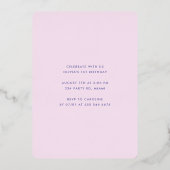 ピンクと金ゴールドガールズファースト誕生日紙吹雪 箔招待状 (裏面)