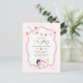 ピンクと金ゴールドガール3rdバースデーティーパーティー ポストカード (スタンド正面)