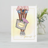 ピンクと金ゴールドキスリップバチェロレッテフォイル 箔招待状 (立ち正面)