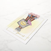 ピンクと金ゴールドキスリップバチェロレッテフォイル 箔招待状 (回転した状態)