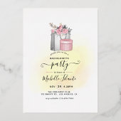 ピンクと金ゴールドキスリップバチェロレッテフォイル 箔招待状 (裏面)