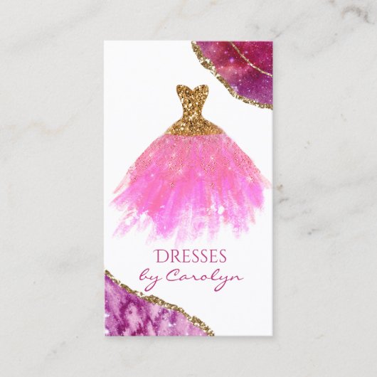 ピンクと金ゴールドキラキラのシーメスビジネスカード 名刺 (正面)