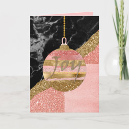 ピンクと金ゴールドキラキラオーナメントクリスマスカード シーズンカード