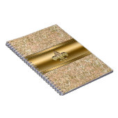 ピンクと金ゴールドキラキラ輝く（紋章の）フラ・ダ・リパーティー ノートブック (右側)