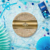 ピンクと金ゴールドキラキラ輝く（紋章の）フラ・ダ・リパーティー ペーパープレート (パーティー)