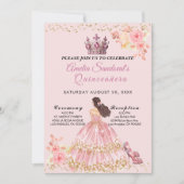 ピンクと金ゴールドキンセアニェラフローラ招待状 招待状 (正面)