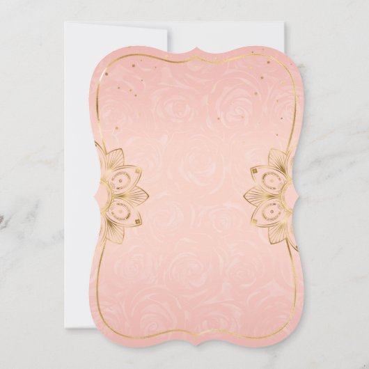 ピンクと金ゴールドキンセアニェラ素朴ホース誕生日 招待状 (裏面)