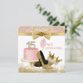 ピンクと金ゴールドキンセアニェラ誕生日パーティー 招待状 (スタンド正面)