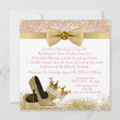 ピンクと金ゴールドキンセアニェラ誕生日パーティー 招待状 (裏面)