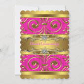 ピンクと金ゴールドキンセアニェラ 招待状 (正面)