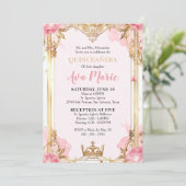 ピンクと金ゴールドキンセアニラ招待状 招待状 (スタンド正面)