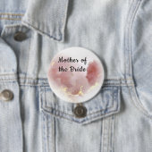 ピンクと金ゴールドクラウドのハートマザー・オブ・ザ・ブライド・ボタン 缶バッジ (インサイチュ)