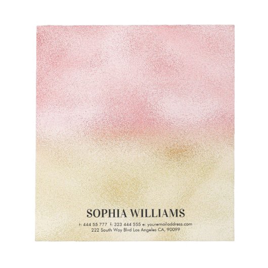 ピンクと金ゴールドグラデーション箔 ノートパッド (正面)