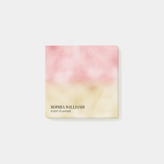 ピンクと金ゴールドグラデーション箔 ポストイット (正面)