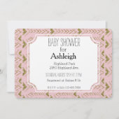 ピンクと金ゴールドグラムアローズ赤ちゃんシャワー 招待状 (正面)