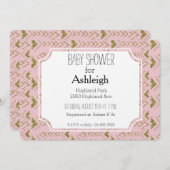 ピンクと金ゴールドグラムアローズ赤ちゃんシャワー 招待状 (正面/裏面)