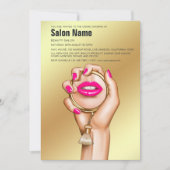 ピンクと金ゴールドグラムシック美しいサロングランドオープニング 招待状 (正面)