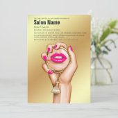 ピンクと金ゴールドグラムシック美しいサロングランドオープニング 招待状 (スタンド正面)