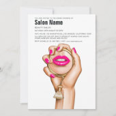 ピンクと金ゴールドグラムシック美しいサロン開口部 招待状 (正面)