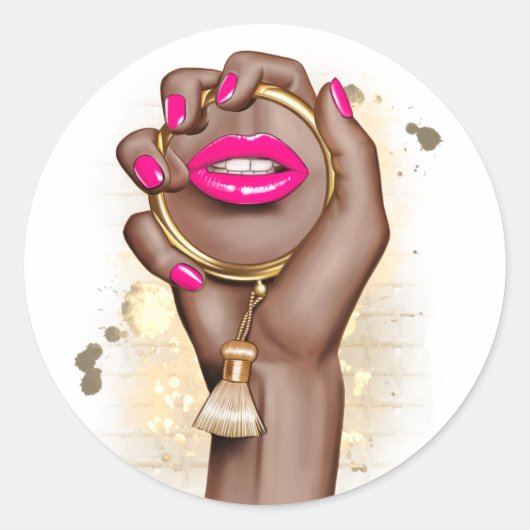 ピンクと金ゴールドグラムシック ラウンドシール (正面)