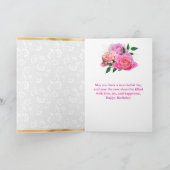 ピンクと金ゴールドグラムバラ誕生日 カード (内部)