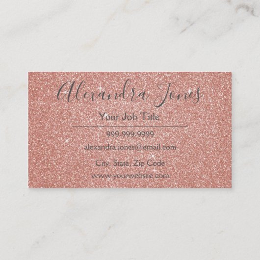 ピンクと金ゴールドグリッターとスパークルウェディングプランナー 名刺 (裏面)
