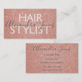 ピンクと金ゴールドグリッターとスパークル美容師 名刺 (正面/裏面)