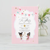 ピンクと金ゴールドグリッターガール第2バースデーティーパーティー 招待状 (スタンド正面)