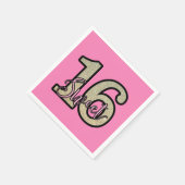 ピンクと金ゴールドグリッタースウィート16誕生日 スタンダードカクテルナプキン (角)