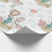 ピンクと金ゴールドグリッターデザートスチームパンクラマ ラッピングペーパー (角)