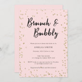 ピンクと金ゴールドグリッターブライダルシャワーパーティーインビタティ 招待状 (正面/裏面)