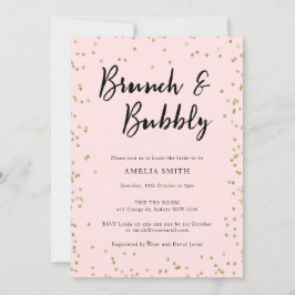 ピンクと金ゴールドグリッターブライダルシャワーパーティーインビタティ 招待状